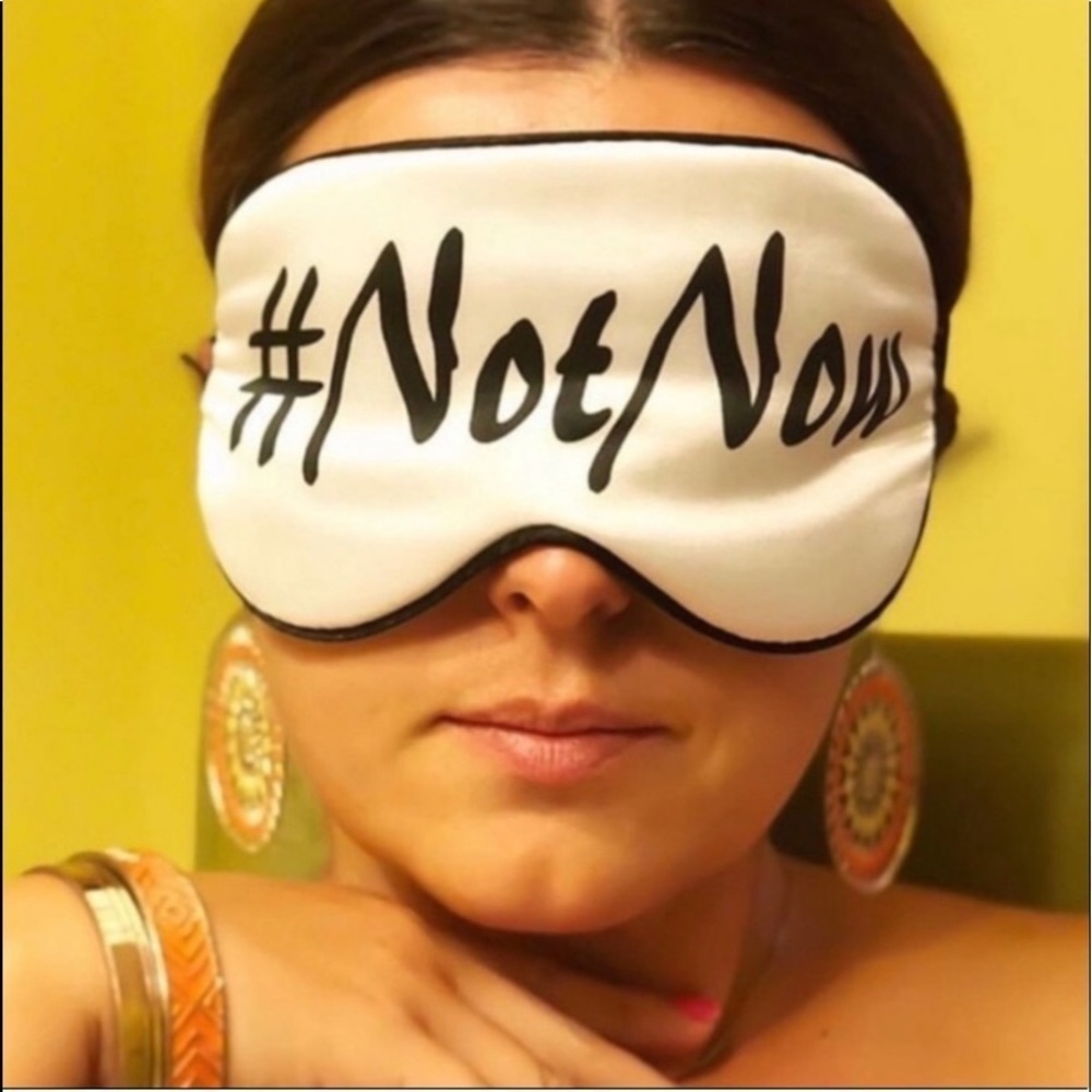 Silk Sleeping Eye Mask Hashtag NotNow White